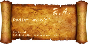 Radler Anikó névjegykártya