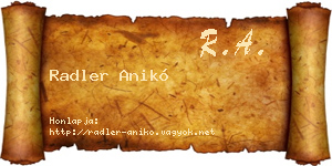 Radler Anikó névjegykártya
